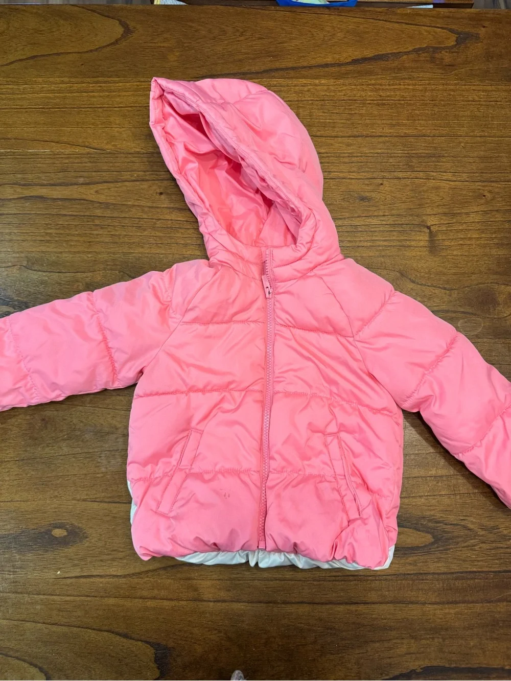 Old Navy Pink Rainbow Puffer Jacket for Kids 2T Water Resistant